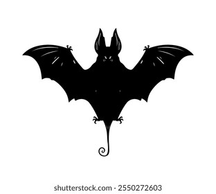 Halloween bat set. Black silhouette Halloween bat vector illustration