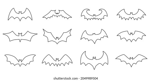 Halloween bat set. bat linear icons collection