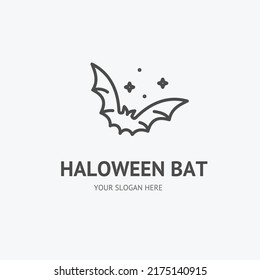 Halloween Bat Sign Thin Line Icon Emblem Concept Symbol of Celebration Autumn Holiday. Vector illustration