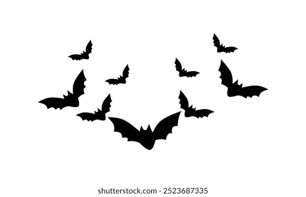 Halloween bat silhouette collection, Halloween bat elements, bat silhouette, black Halloween bat illustration