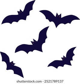 Halloween Bat Silhouette Collection, vector illustration