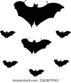 Halloween Bat Silhouette con diseño plano. Ilustración vectorial