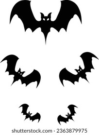 Halloween Bat Silhouette with Flat Design. Vector Illustration