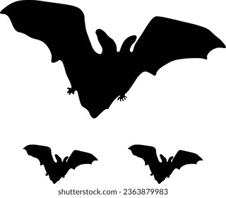 Halloween Bat Silhouette with Flat Design. Vector Illustration