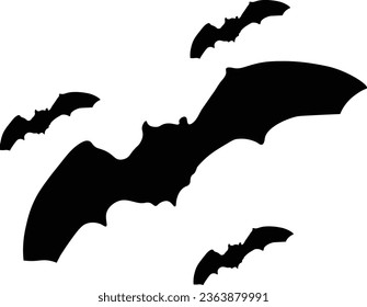 Halloween Bat Silhouette with Flat Design. Vector Illustration