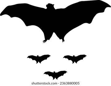 Halloween Bat Silhouette with Flat Design. Vector Illustration