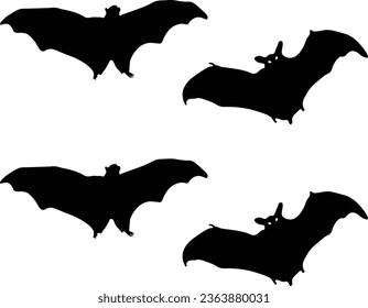 Halloween Bat Silhouette with Flat Design. Vector Illustration