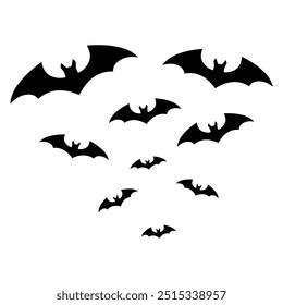 Halloween bat silhouette, Flying bats Halloween . Vector bat element