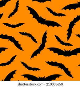 halloween bat silhouette seamless pattern background, vector pattern background