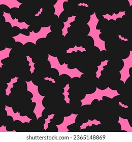 Halloween bat silhouette. Seamless pattern for wrapping paper, clothes print, fabrics, packaging. Vector illustration