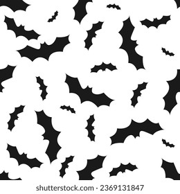 Halloween bat silhouette. Seamless pattern for wrapping paper, clothes print, fabrics, packaging. Vector illustration
