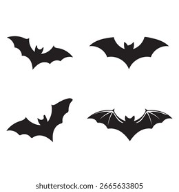 Halloween bat silhouette set vector illustration