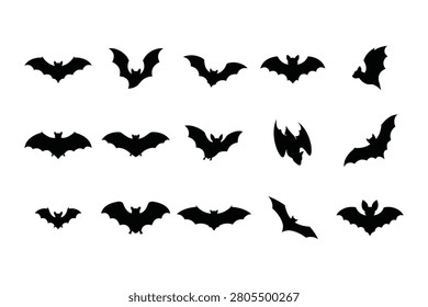 Halloween bat silhouettes collection spooky vector graphics for october 31st decorations and party supplies