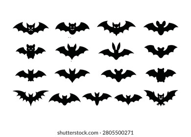 Halloween bat silhouettes collection spooky vector graphics for october 31st decorations and party supplies