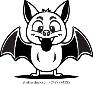 Halloween Bat Silly Face Coloring Page Simple Design eps