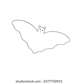 Halloween bat simple fancy vector illustration, hand drawn doodle gray animal cartoon spooky creature for autumn holiday decor element for posters, cards, banners