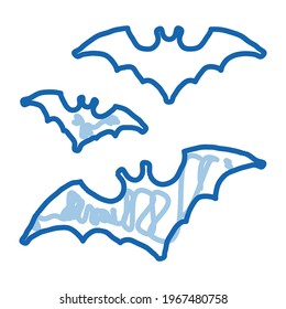 halloween bat sketch icon vector. Hand drawn blue doodle line art halloween bat sign. isolated symbol illustration