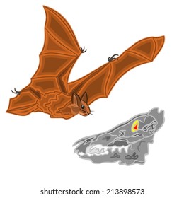 Halloween  bat and skull horror set vector