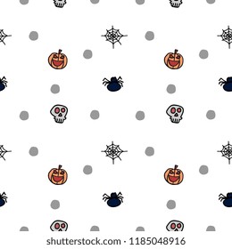 Halloween bat skull and spider creepy seamless pattern. vector illustration for fashion textile print and wrapping with festive design.
