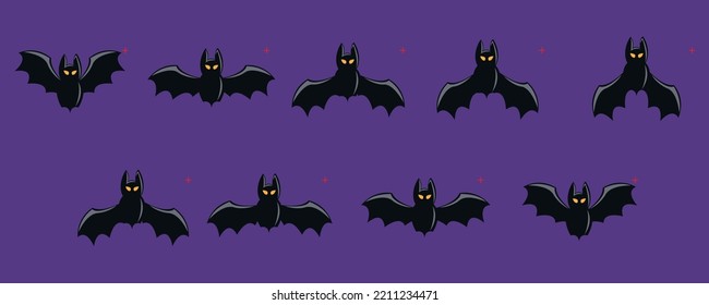 Halloween bat, smooth flying sprite sheet