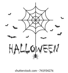Halloween with bat and spider vector illustration.