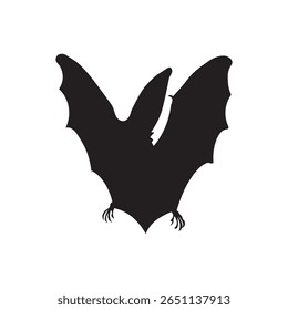  Halloween bat in spread wings icon. Sharp winged bat silhouette in flight, great for Halloween themes.