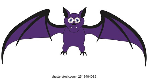 Halloween bat template design isolated white background. Halloween symbol. Purple bat. Vector illustration can used holiday poster banner cover design. EPS 10