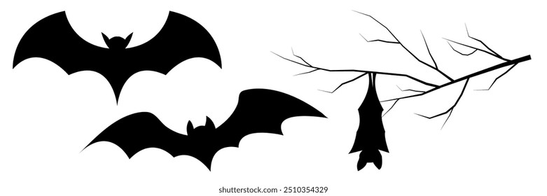 Halloween bat tree silhouette icon