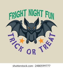 Halloween bat trick or treat spooky vintage logo