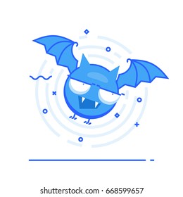 Halloween bat, vampire. Blue thin line icon. Vector illustration.