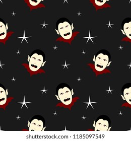 Halloween bat vampire in the dark seamless pattern. vector illustration for fashion textile print and wrapping with festive design.