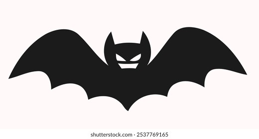 Arte vectorial del murciélago de Halloween. Icono espeluznante del murciélago volador 