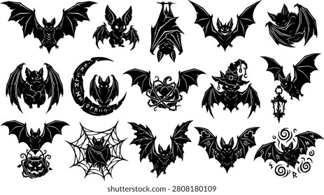 Halloween bat vector bundle spooky gothic designs for october 31st creepy party graphics