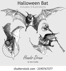 Halloween bat. vector illustration. Horrific black bats swarm isolated on white vector Halloween