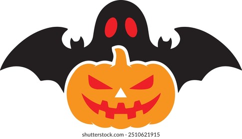 A Halloween and Bat vector image designed for multipurpose use. The design is simple, creative, and versatile, making it perfect for logos, posters, t-shirt designs, and more