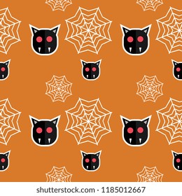 Halloween bat and web cute seamless pattern. vector illustration for fashion textile print and wrapping with festive design.