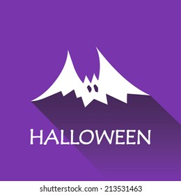 Halloween bat white with shadow on violet background. Vector illustration