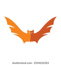 Halloween bat with wings spread in flight and spooky look, Vector