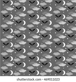 halloween bats and clouds
