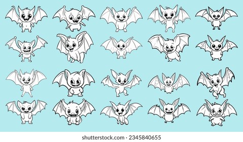 Halloween bats coloring page elements svg