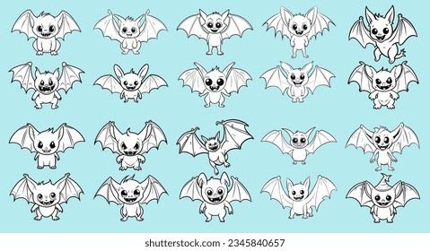 Halloween bats coloring page elements svg