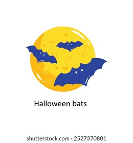 Halloween bats doodle vector outline Sticker. EPS 10 file