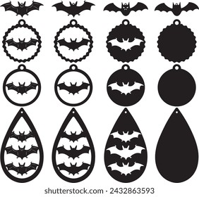 Halloween bats earrings, halloween earrings, leather earring, earring for glowforge, laser cut earring, vector illustration file