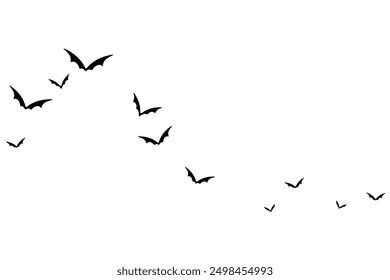 Halloween bats flying isolated on transparent background. Vector illustration