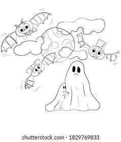 halloween bats and ghost coloring book