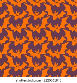 Halloween Bats Group Vector Seamless Pattern