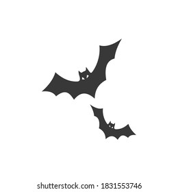 Halloween Bats Icon Vector Isolated Black and White Graphic