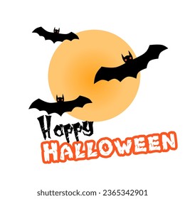 Halloween bats and moon, Happy halloween vector image.