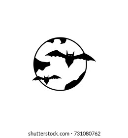 Halloween bats and moon icon on white background