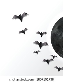 Halloween Bats and Moon Layout/Cover. Creative Design Concept Background